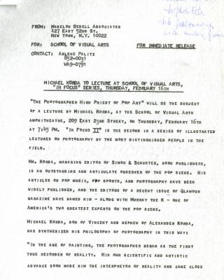 Press Releases depicts: typed description of event