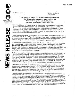 Press Releases depicts: typed press release on Visual Arts Gallery letterhead
