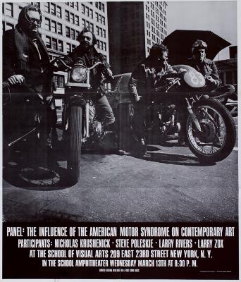 Posters depicts: Four artists on motorcycles