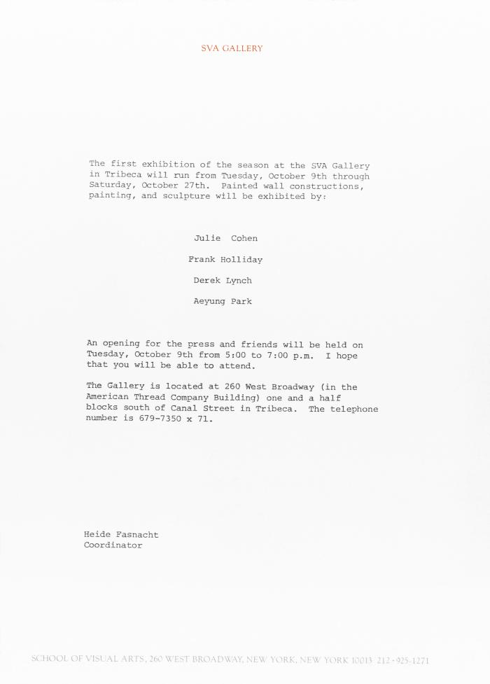 Announcements and invitations depicts: Typewritten announcement
