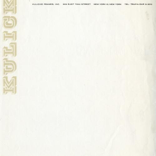 Letterheads/Stationery depicts: "KULICKE" in 3D font turned vertically. Address right next to it. 
