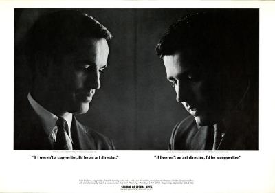 Course Announcements depicts: Black and white photo of 2 pensive men in suits facing each other