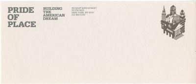 Letterheads/Stationery depicts: Shadows/Silhouettes of different faces of buildings such as skyscrapers and churches. 