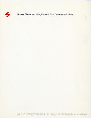 Letterheads/Stationery depicts: 2 overlapping rolls of film, one rolling up the other rolling down, forming a 9 in the middle. 