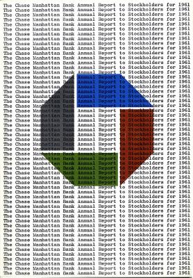 Annual Reports and Corporate Communications depicts: Chase logo in red, gray, green and red behind a wall of repeating text. 