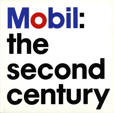 Logos and identities, Graphic Standards Manuals depicts: Large bold text of the Mobil logo. 