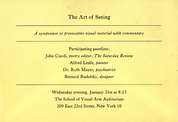 Announcements and invitations depicts: text only symposium invitation