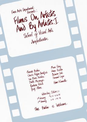 Announcements and invitations depicts: information about the event printed on what looks like a film cell