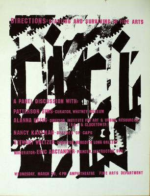 Announcements and invitations depicts: abstract black and white print with pink lettering on top