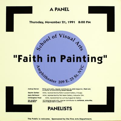 Posters depicts: blue circle with event name across it; the poster is framed at the corners by 4 black brackets