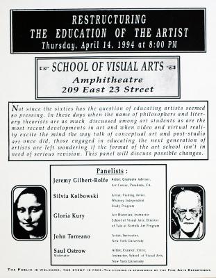Posters depicts: black lettering on white background with images of the Mona Lisa and an old man