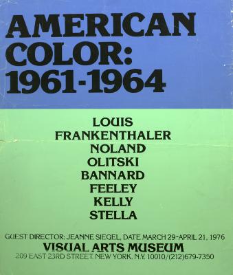 Posters, Prints depicts: Information about show on blue and green rectangles