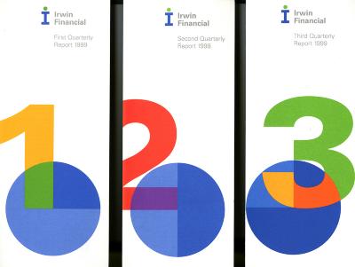 Annual Reports and Corporate Communications depicts: Numbers 1, 2 and 3 with a pie overlapping each one corresponding to 1/4, 2/4 and 3/4 respectively.