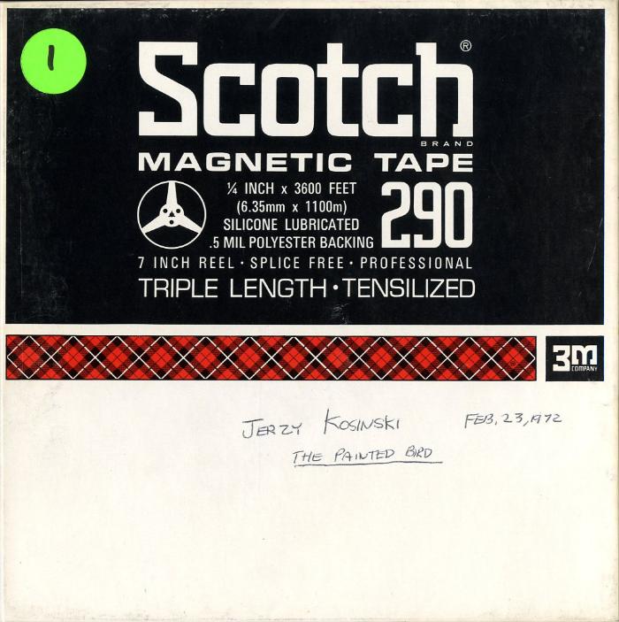 Audio Recordings depicts: Front of open reel box with event information