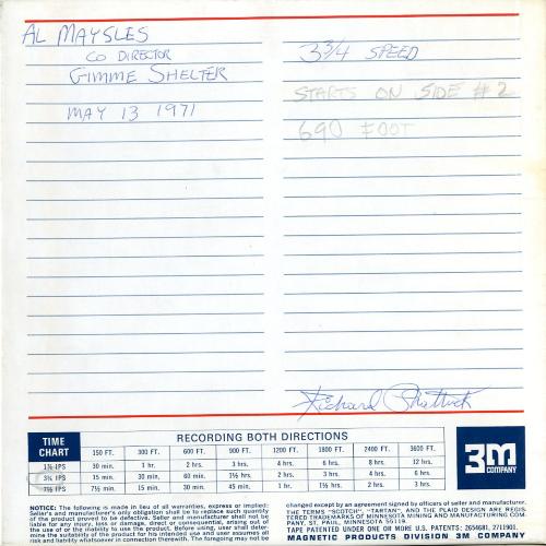 Audio Recordings depicts: Back of open reel box with event information