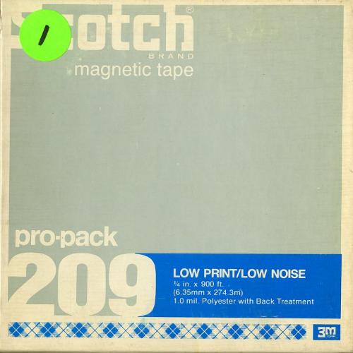 Audio Recordings depicts: Front of open-reel tape box