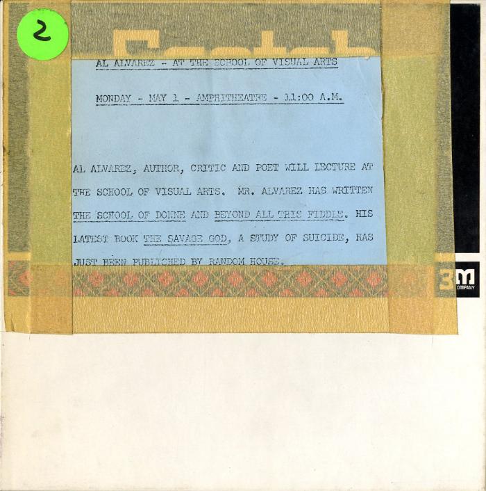 Audio Recordings depicts: Front of open reel box with event information