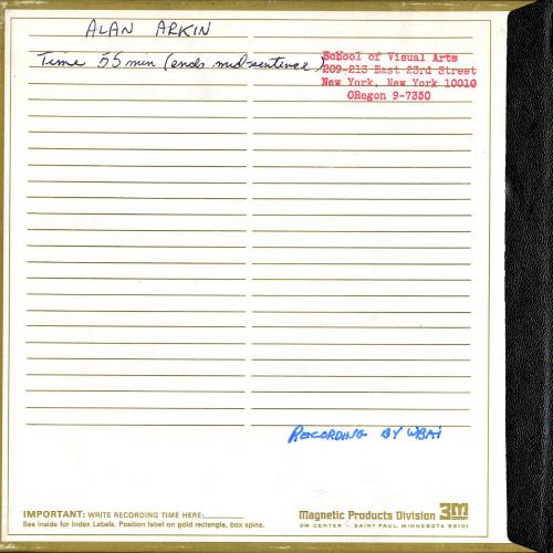 Audio Recordings depicts: Back of open reel box with event information