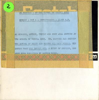 Audio Recordings depicts: Front of open reel box with event information