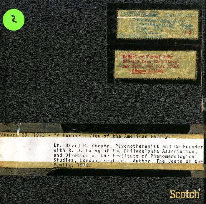 Audio Recordings depicts: Front of open reel box with event information