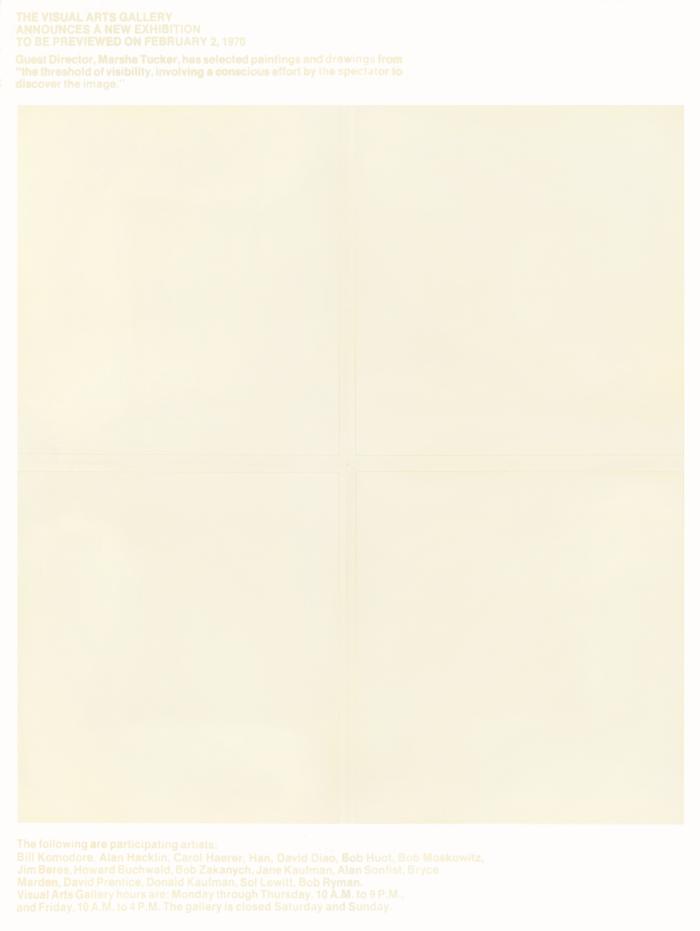 Posters depicts: Four pale squares that are almost impossible to see against the white background
