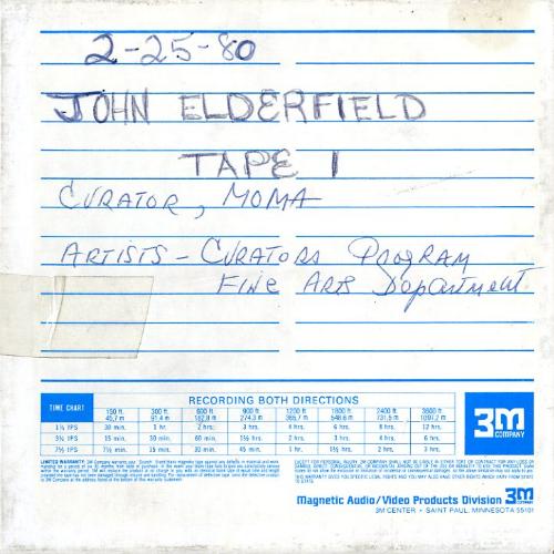 Audio Recordings depicts: Artists and Curators Lecture Series: John Elderfield audio recording