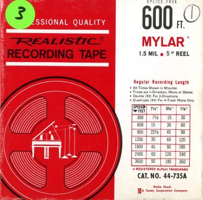 Audio Recordings depicts: Generic cover of 1/2 inch open reel box