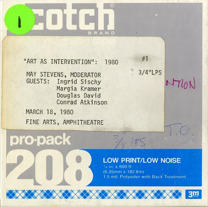 Audio Recordings depicts: Front of open reel box with event information