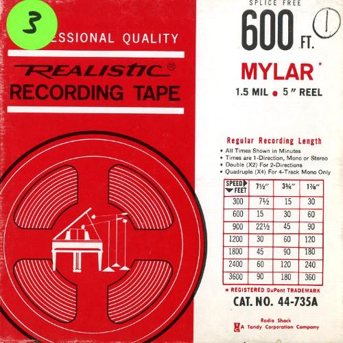Audio Recordings depicts: Generic cover of 1/2 inch open reel box