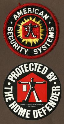 Letterheads/Stationery depicts: Two versions of a man inside a red house with his legs and arms outstretched, each design has a white window in the house. Around one design is a yellow aura or light rays