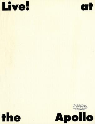 Letterheads/Stationery depicts: Each word of the phrase "Live! at the Apollo" is typed in each corner