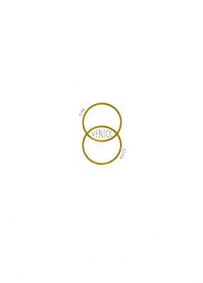 Announcements and invitations depicts: Two gold rings overlap, in the center is the word VENICE. The names Tim and Kate are on the outside of either circle