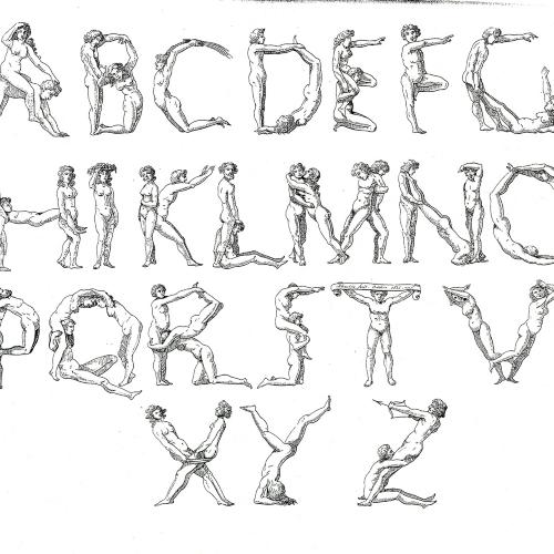Typefaces depicts: The letters A-Z drawn as nude people posing 
