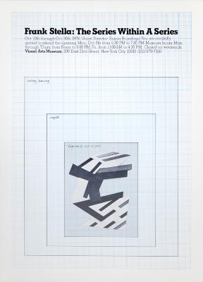 Posters depicts: Black and white abstract Stella drawing on grid