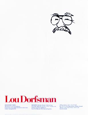 Posters depicts: simple portrait of dorfsman above exhibition details