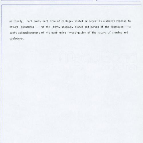 Press Releases depicts: Typewritten description of exhibition