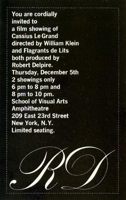 Announcements and invitations depicts: A capital R and D in script typeface beneath opening information