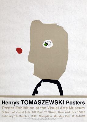 Posters depicts: Poster with crude portrait in profile and exhibition details