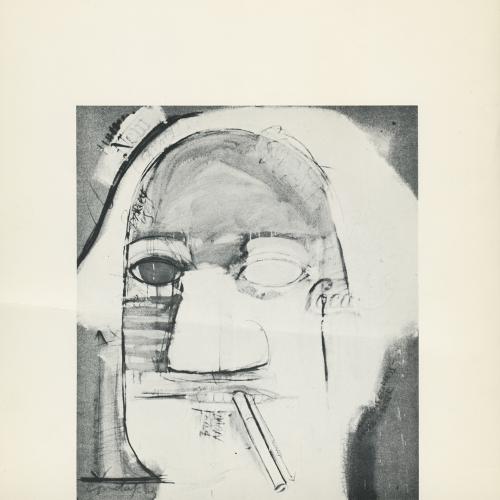 Announcements and invitations, Posters depicts: Crude portrait of George Washington with cigarette in mouth