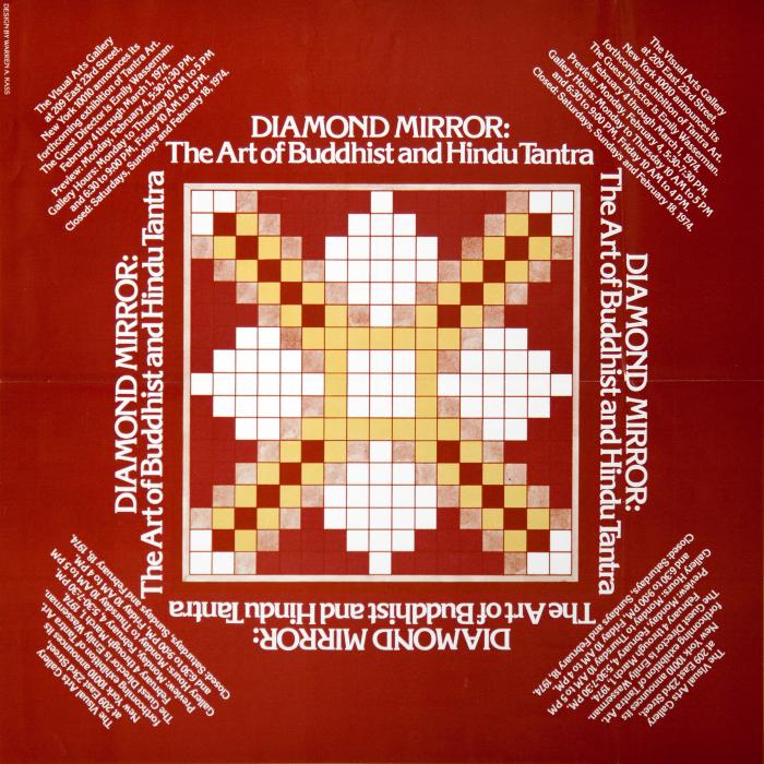 Posters depicts: Square tile design in red, yellow and white
