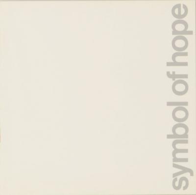 Booklet/Brochure depicts: "Symbol of hope" is written in a gray text up the right side of a white piece of paper