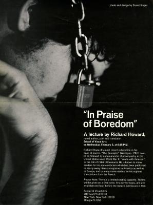 Posters depicts: close-up photograph of man with chain and padlock over eyes with title and event information