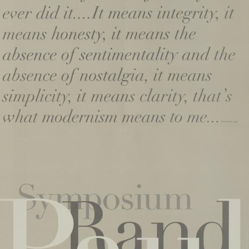 Posters depicts: quote by Paul Rand on Modernism in italicized serif typeface; Paul in white font and Rand in black font at the bottom of the poster