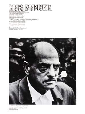 Posters depicts: black and white portrait of Bunuel beneath information on the event