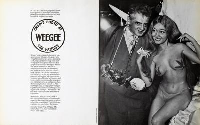 Posters depicts: Photo of Weegee with long-haired woman with leaves on her breasts