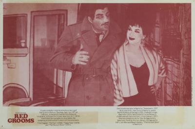 Posters depicts: man in a trench coat with his arm around a smiling woman in a fur stole