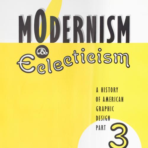 Posters depicts: "Modernism & Eclecticism" written in an interesting font on a white and yellow background, the number 3 is in the bottom right corner inside a white circle 