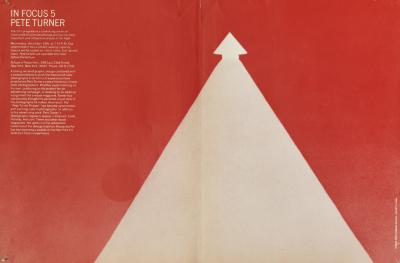 Posters depicts: triangle with arrow on top on a red background