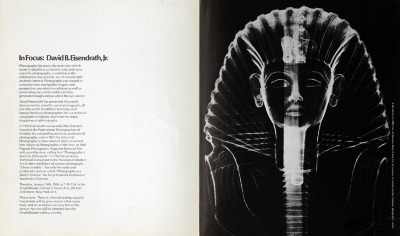 Posters depicts: black and white photo of Egyptian sculpture of man wearing headdress