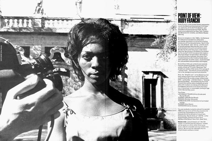 Posters depicts: young Black woman facing forward while someone holding a camera stands to the side.